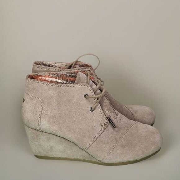 Toms Suede Wedge Ankle Boots - Picture 1 of 8